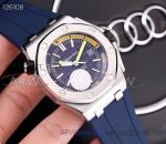 Perfect Replica Audemars Piguet Royal Oak Blue Face Stainless Steel Case Blue Rubber 42mm Watch